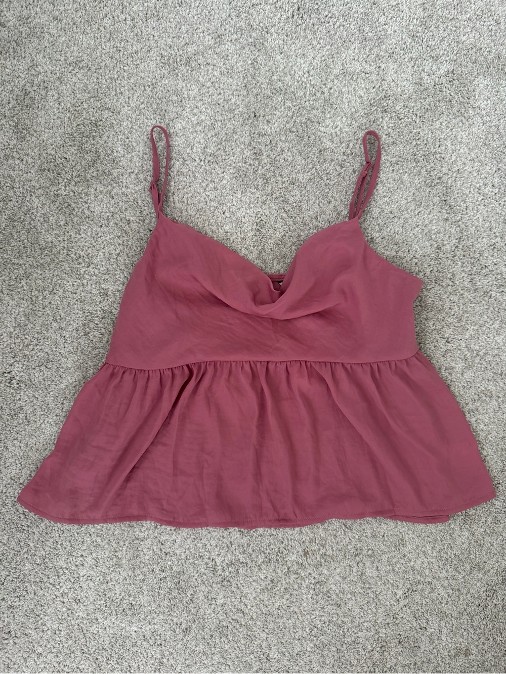 American Eagle Outfitters Dusty Rose Cowl-Neck Peplum Camisole